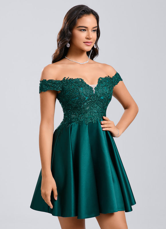 Robe Courte Émeraude Ornée - gallery 2