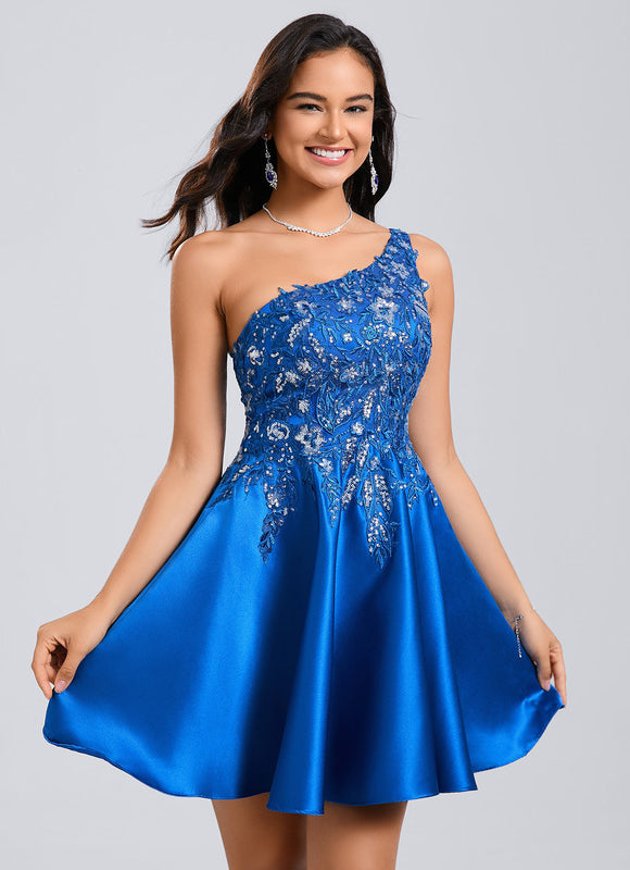 Robe Courte Satin Asymétrique - gallery 1