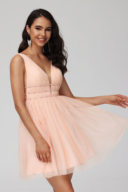 Robe Courte Tulle Rose Ornée - gallery 5