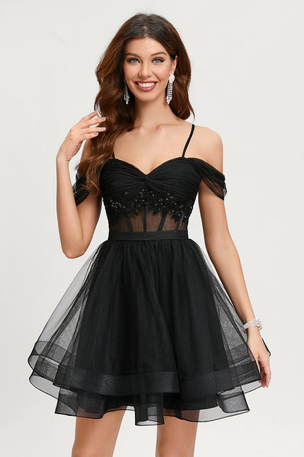 Robe Courte Tulle Noire - gallery 1
