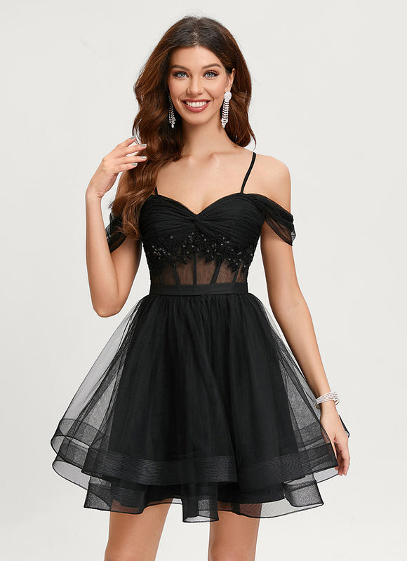Robe Courte Tulle Noire - gallery 1