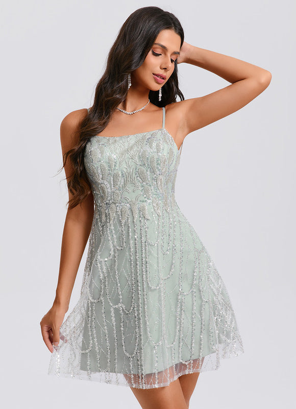 Robe Courte Paillettes Femme - gallery 3