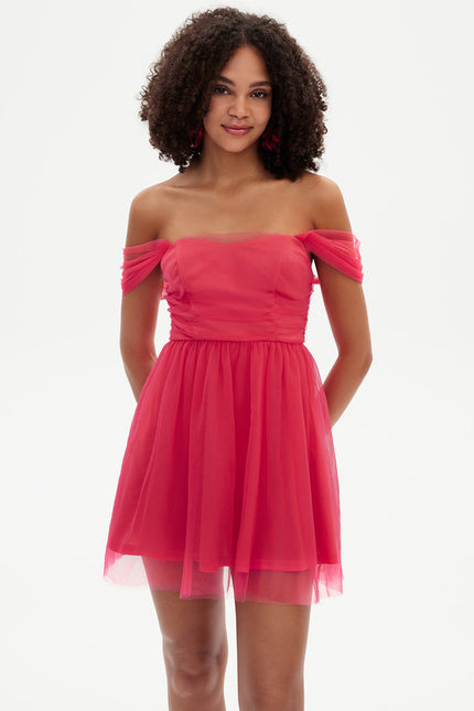 Robe Courte Rose Aérienne - gallery 5