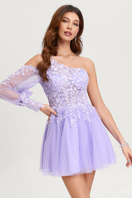 Robe Courte Asymétrique Coupe Trapèze À Volants