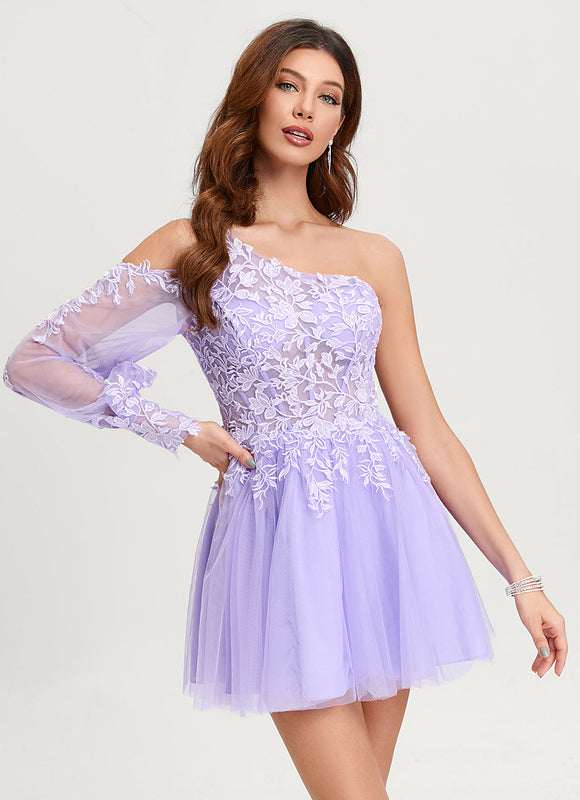 Robe Courte Asymétrique Coupe Trapèze À Volants