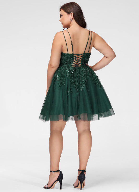 Robe Courte Tulle Embellie - gallery 7