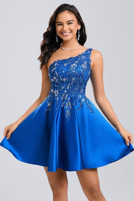 Robe Courte Satin Asymétrique