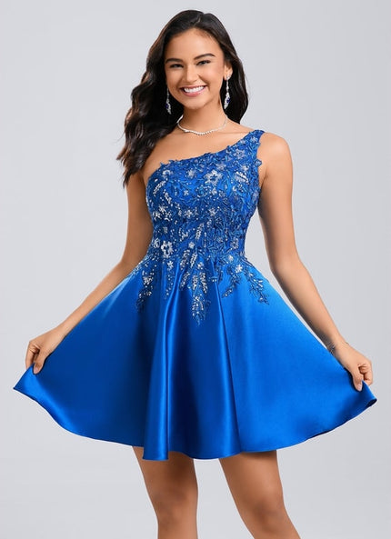 Robe Courte Satin Asymétrique