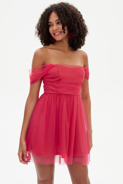 Robe Courte Rose Aérienne - gallery 4