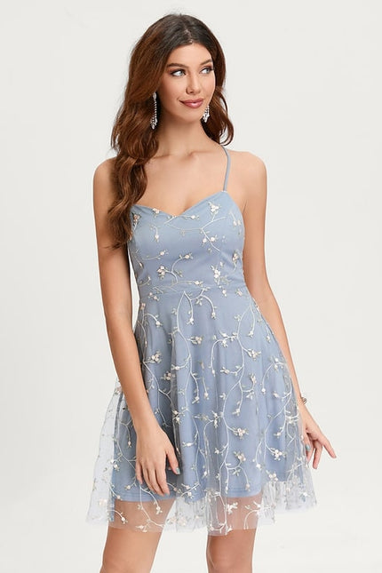 Robe Courte Brodée Ciel - gallery 3