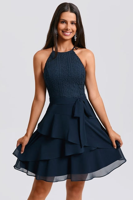 Robe De Soirée Courte Dentelle - gallery 1