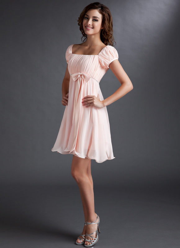 Robe Courte Mousseline Pêche - gallery 4