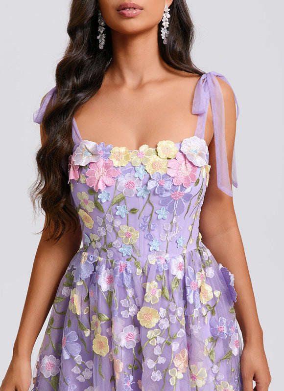 Robe Courte Violette Florale - gallery 4