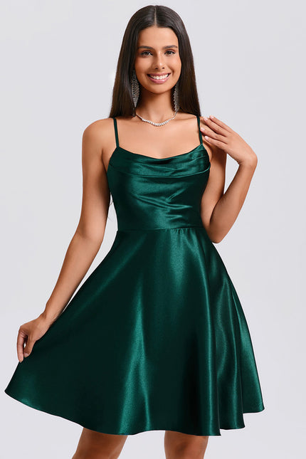 Robe Courte Satin Émeraude