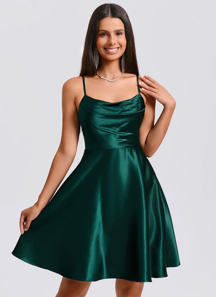 Robe Courte Satin Émeraude