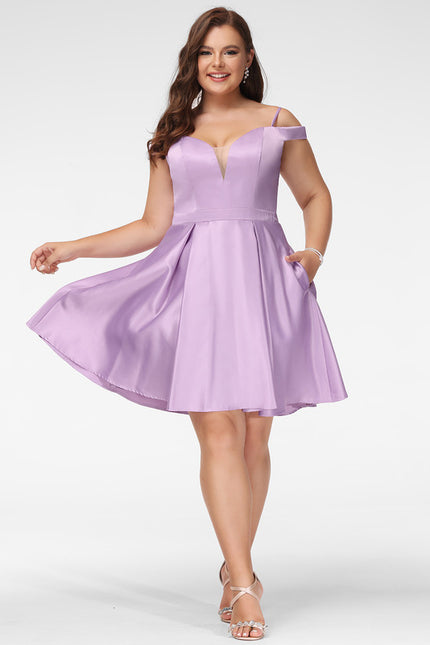 Robe Courte Satin Lilas - gallery 7