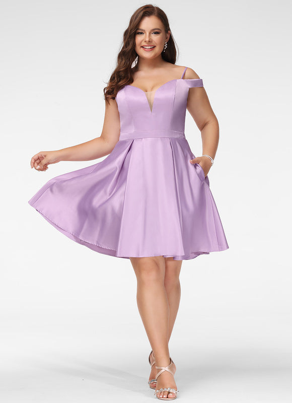 Robe Courte Satin Lilas - gallery 7