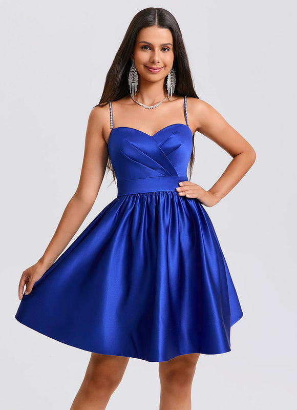 Robe Courte Satin Bleu Ciel