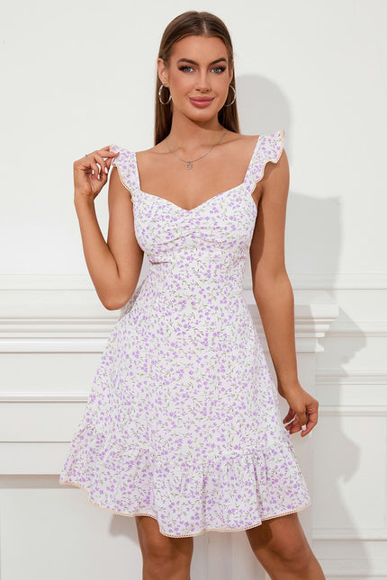 Robe Courte À Volants Lilas - gallery 1