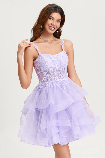 Robe Courte Tulle Asymétrique Rose - gallery 2