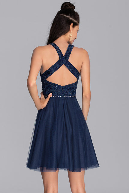 Robe Courte Soirée Bleu Nuit - gallery 3