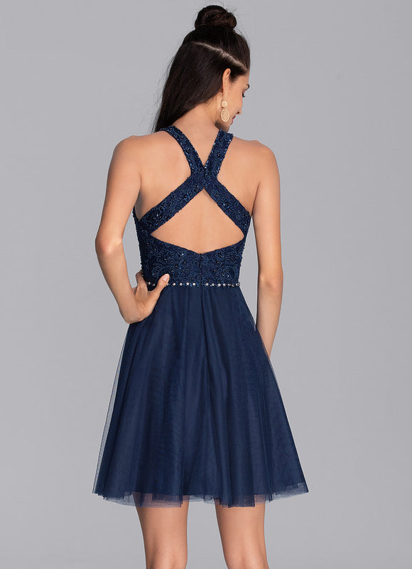 Robe Courte Soirée Bleu Nuit - gallery 3