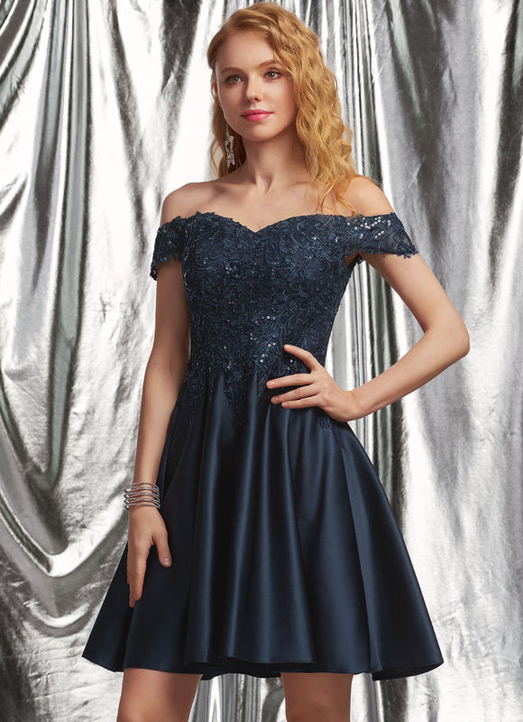 Robe Courte Satin Noire - gallery 4