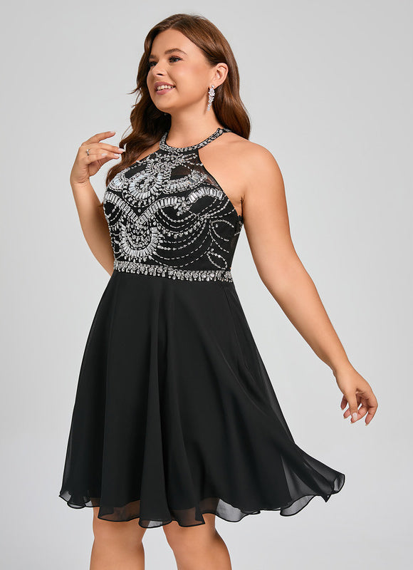 Robe Courte Noire Scintillante - gallery 9