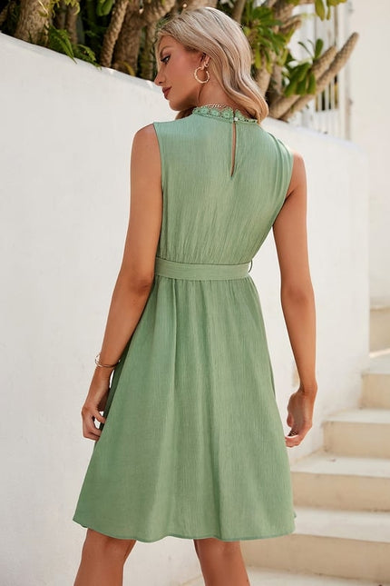 Robe Courte Verte Délicate - gallery 4