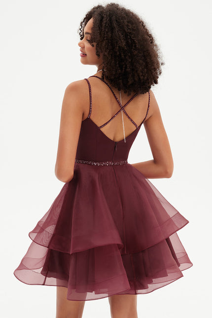 Robe Courte Cocktail Bordeaux - gallery 6