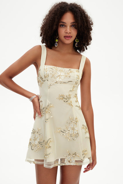 Robe Courte Florale Ivoire - gallery 6