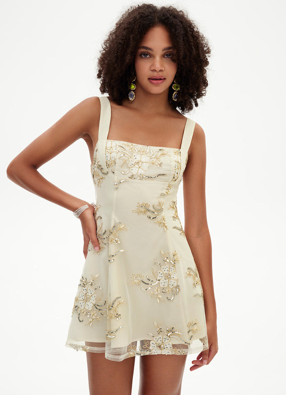 Robe Courte Florale Ivoire - gallery 6