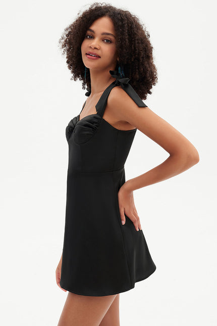 Robe Courte Satin Noire Chic - gallery 2