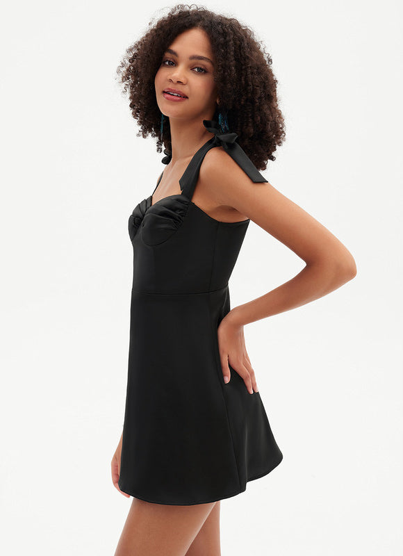 Robe Courte Satin Noire Chic - gallery 2