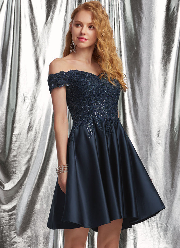 Robe Courte Satin Noire - gallery 2