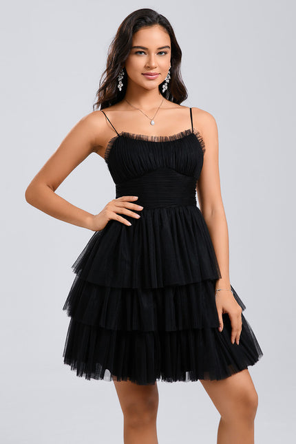 Robe Courte Tulle Noire Volants - gallery 5