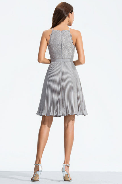 Robe Courte Grise Plissée - gallery 1