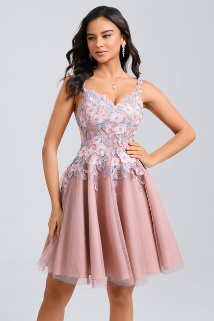 Robe Courte Rose Brodée - gallery 2