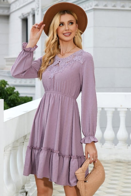 Robe Courte En Dentelle Marine - gallery 5