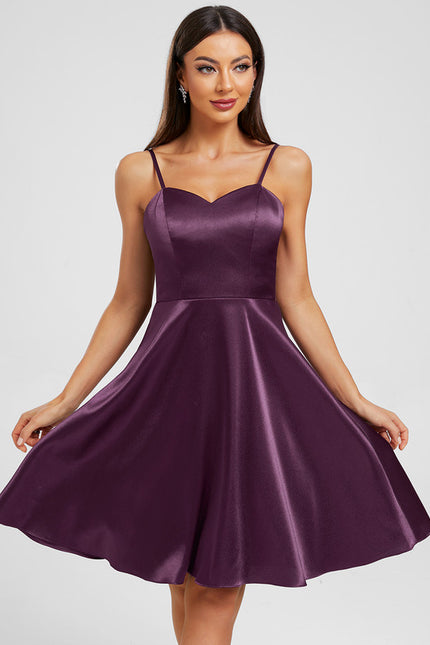 Robe Courte Satin Prune