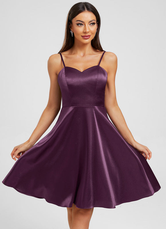 Robe Courte Satin Prune